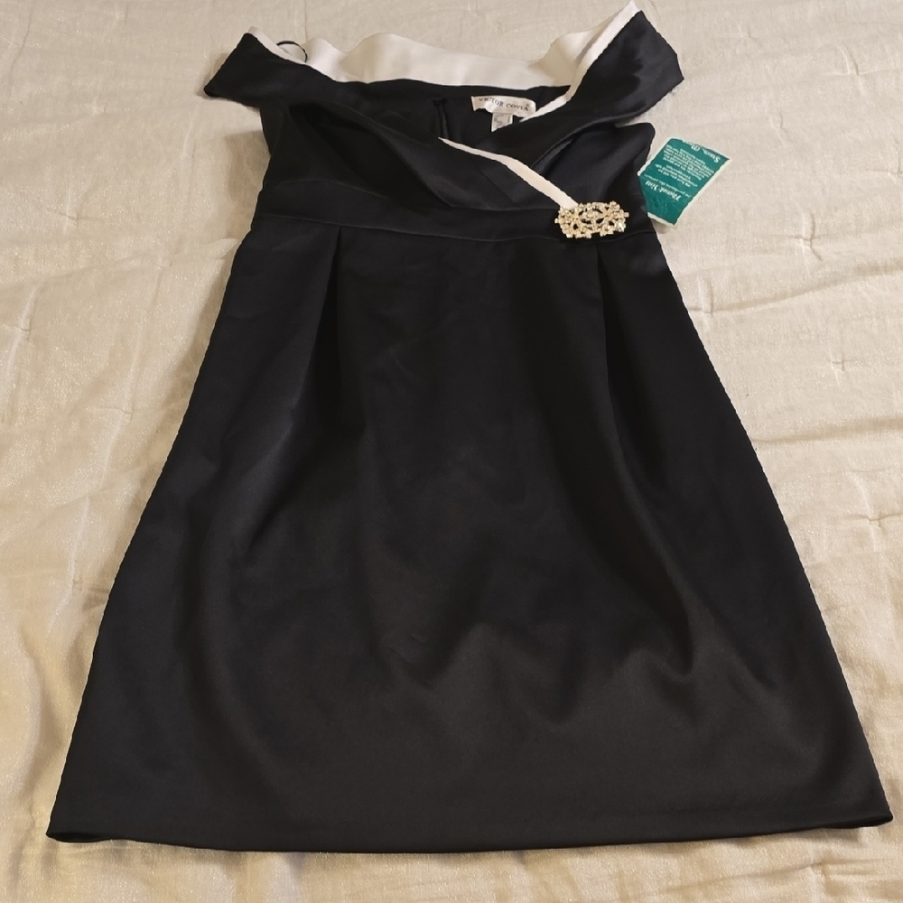 Victor Costa Black and White Jewel Midi Dress - Picture 11 of 16